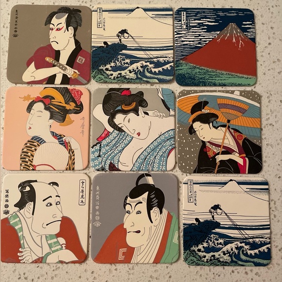 VINTAGE Ukiyoe Japanese fine art coasters from 70’s - Picture 3 of 9